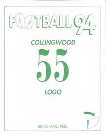 1994 Select AFL Stickers #55 Collingwood Magpies Back